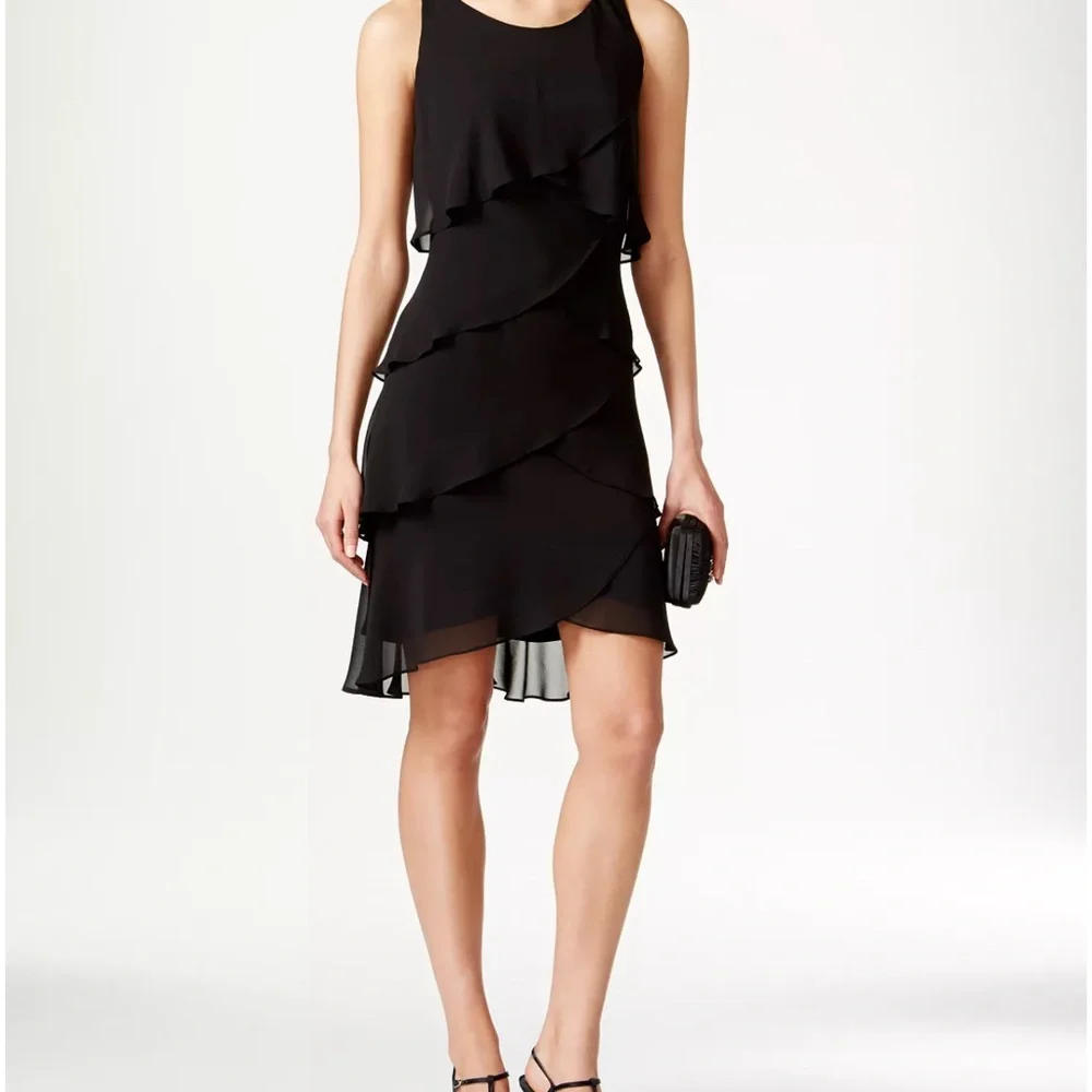 NWOT SLNY Tiered Chiffon Dress - Picture 1 of 11